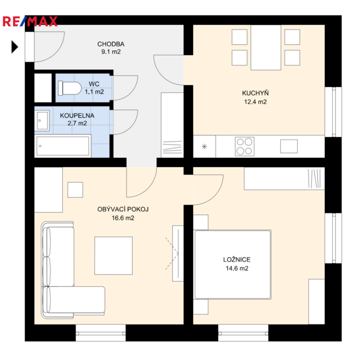 Prodej bytu 2+1, 56,28 m2, Příbram